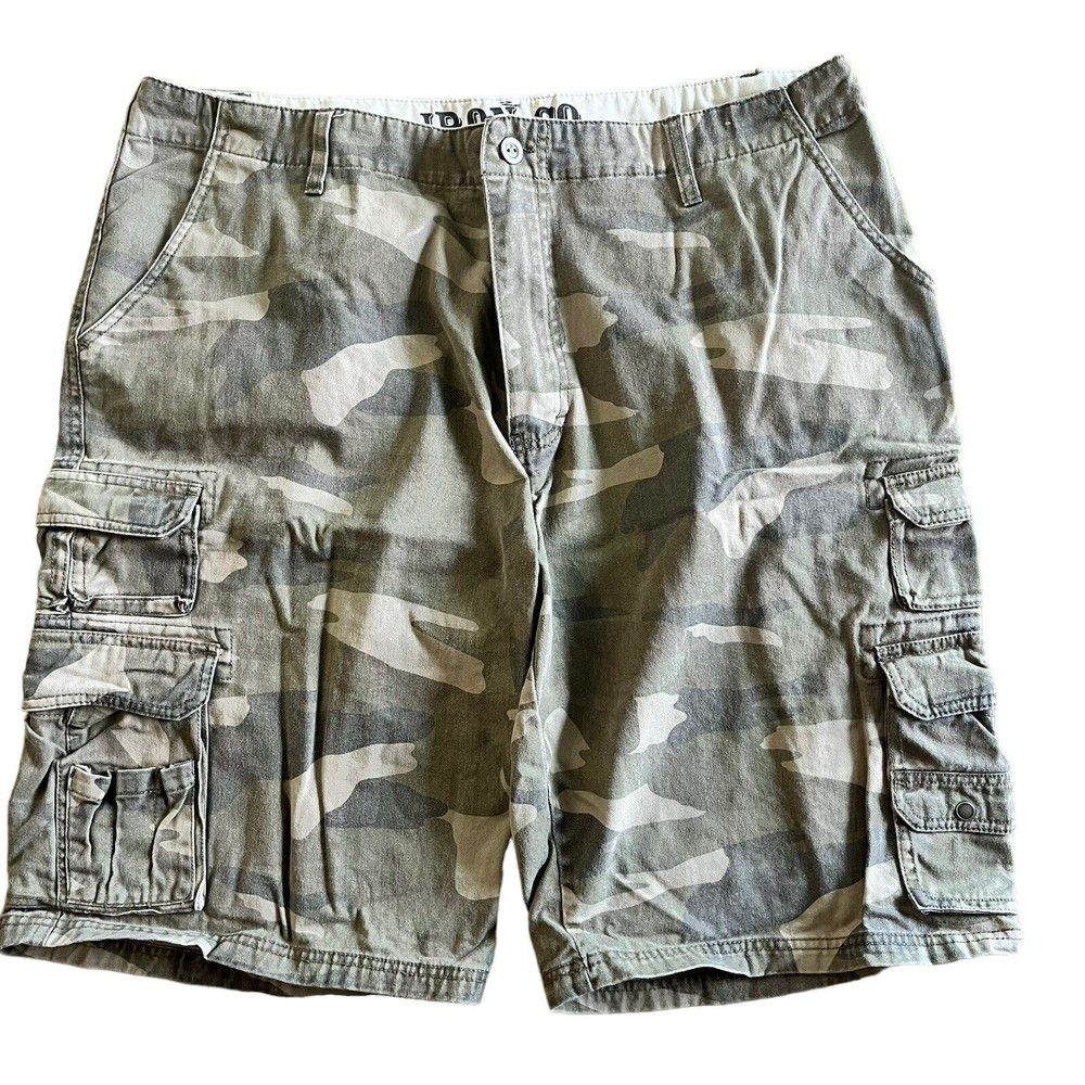 Iron Co Cargo Shorts Mens 40x11 Camo Green Casual Outdoor Hiking Skating
